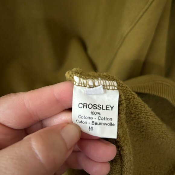 Crossley Tunic Sweatshirt Womens Small Green Brown Made in Italy Pullover FLAW - Picture 4 of 6